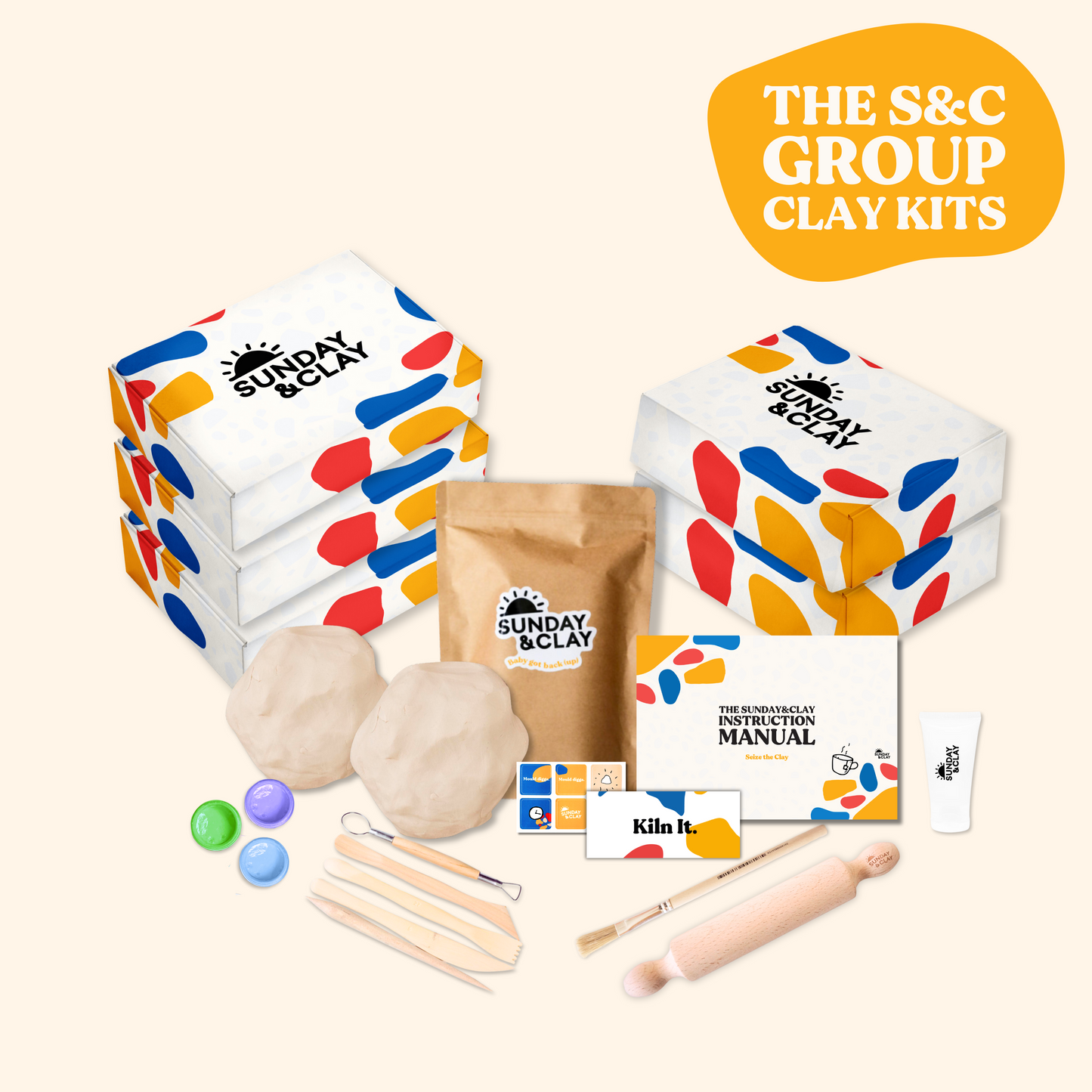 Group Clay Kits for Team Building Workshops | Remote Teams and Parties - Sunday&Clay