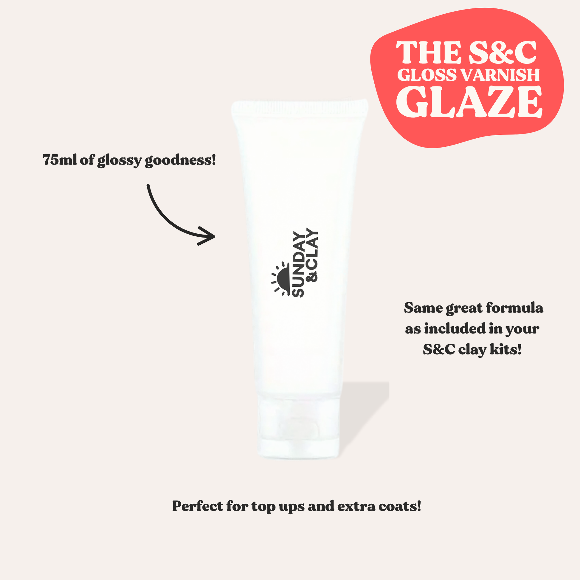 Air Dry Clay Gloss Varnish Glaze - 75ml - Sunday&Clay