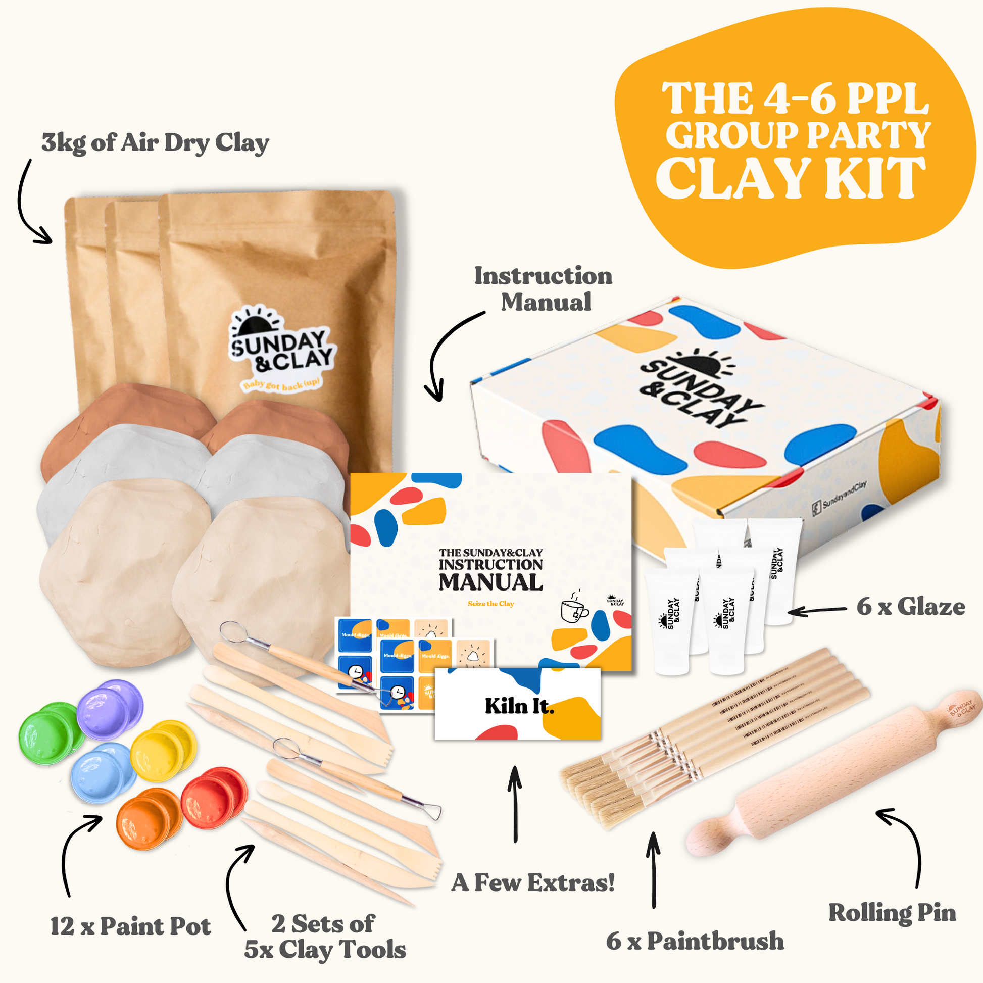 The 4-6ppl S&C Group Clay Party Pack - Sunday&Clay