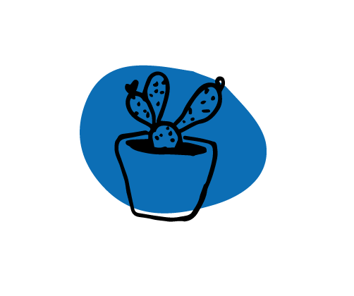 A plant in a pot icon on a blue dot background