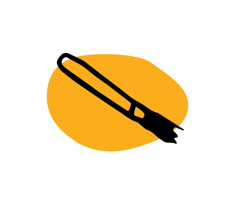 Icon graphic of a Clay sculpting tool with a yellow dot background